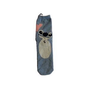Disney Stitch Adult Fuzzy Socks Set Of 3 Blue Size 9-11
